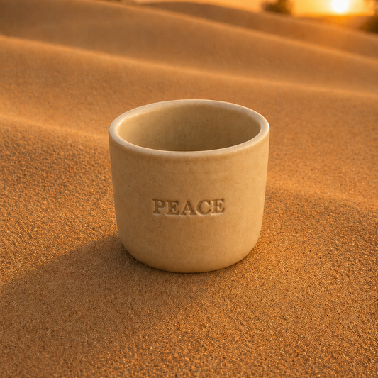 Peace Engraved Single Ceramic Cup -Large- Desert Color