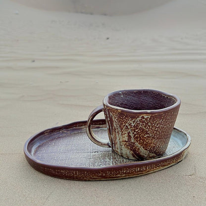 Rumi Handmade Tea Cup with Saucer - Elegant Natural