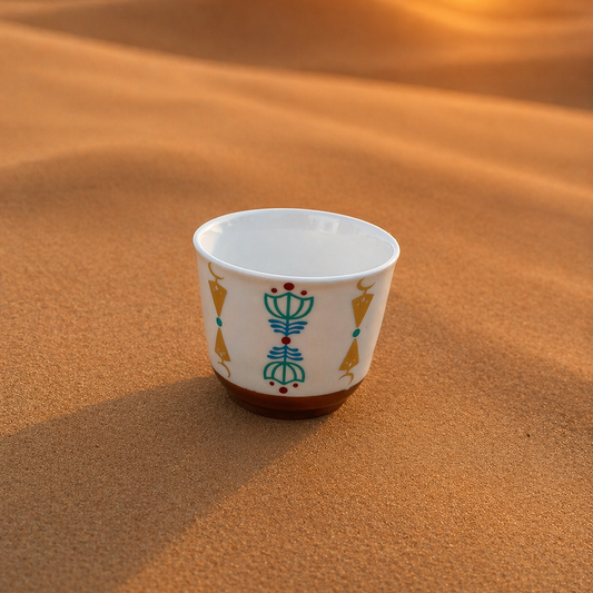 Ruh Ceramic Cup (Single, 120ml) – Colorful Arabic Print