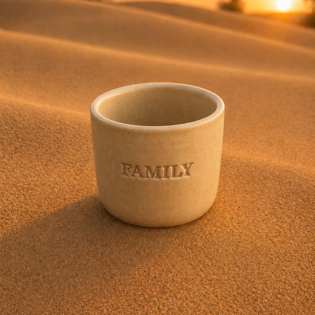 Family Engraved Single Ceramic Cup -Large- Desert Color