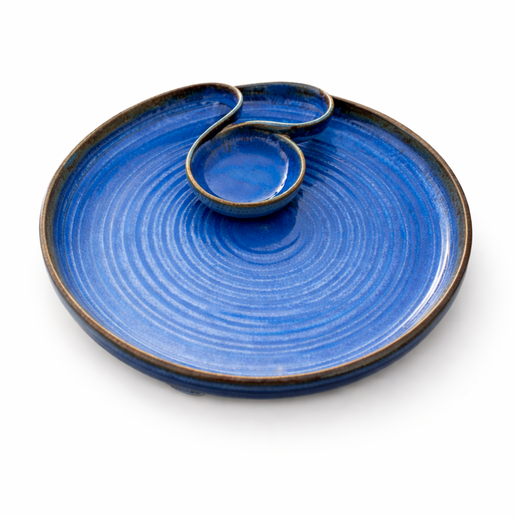 Rimal Blue Handmade Chip & Dip Platter Big