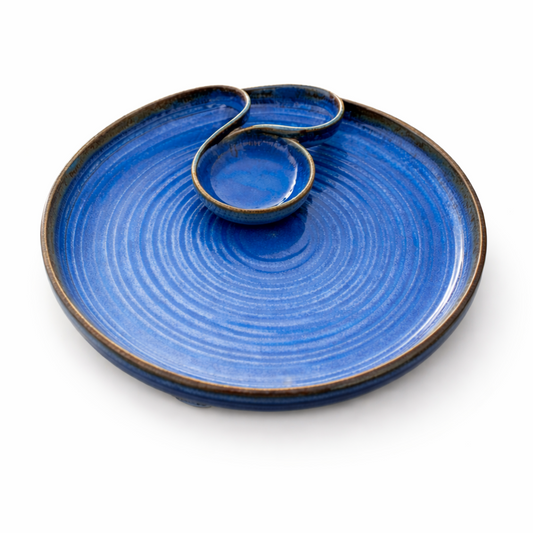 Rimal Blue Handmade Chip & Dip Platter Big