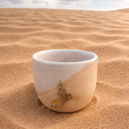Arabian Handmade Cup – Sahra & Silver Palm Brass Charm Gift Box - Set of 2
