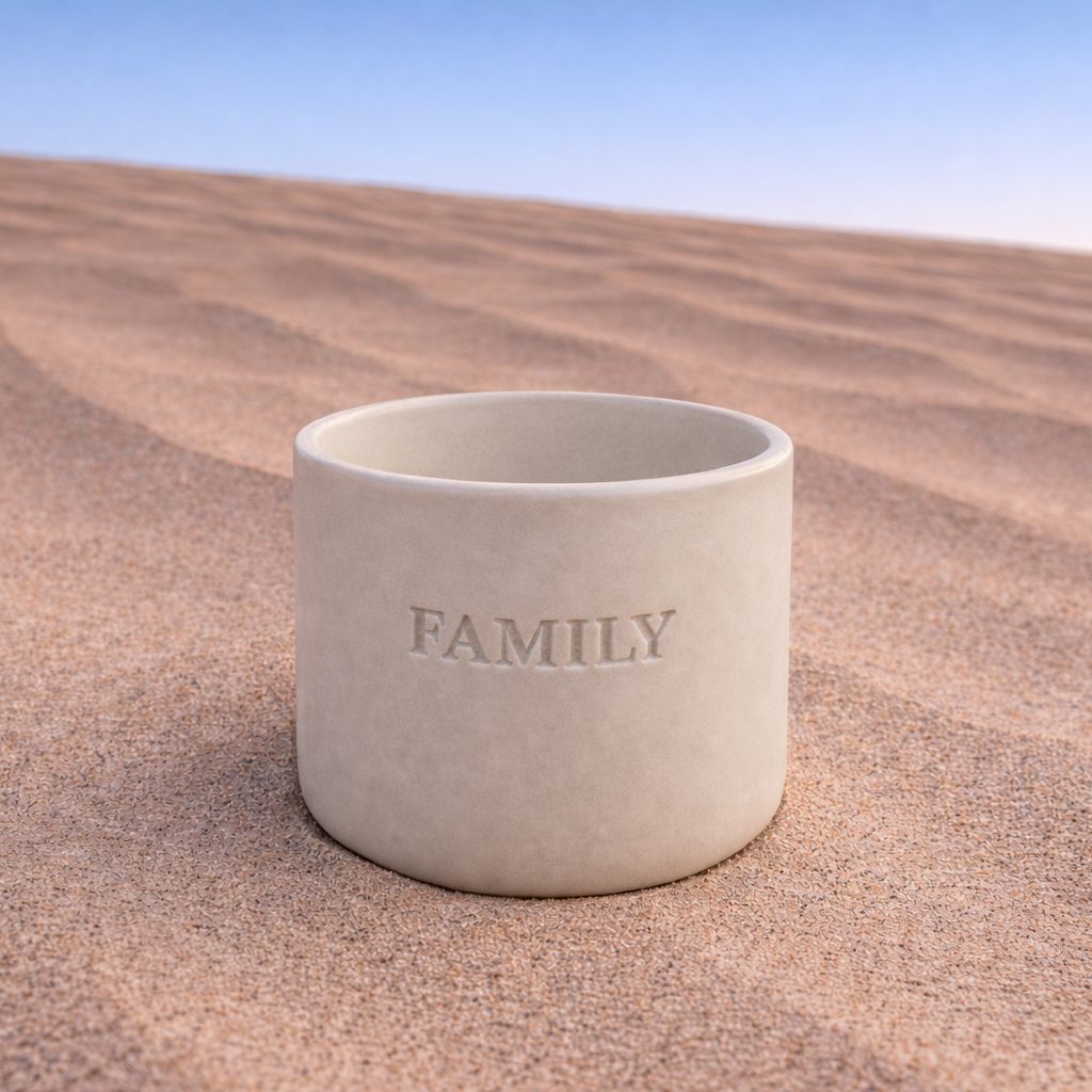Family Engraved Single Ceramic Cup -Large- Desert Color