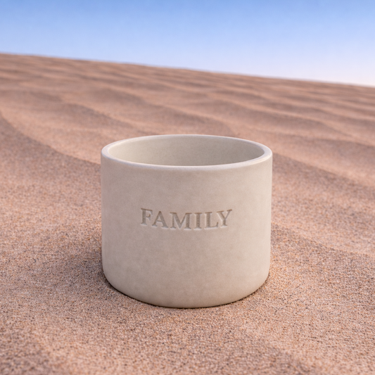 Family Engraved Single Ceramic Cup -Large- Desert Color