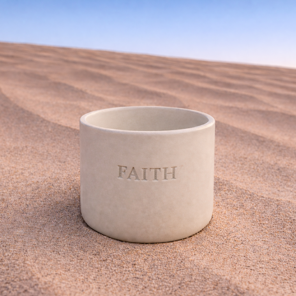 Faith Engraved Single Ceramic Cup -Large- Desert Color