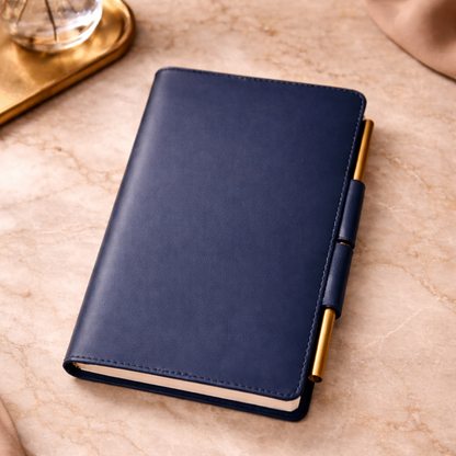Personalized Premium Leather Diary – Navy Blue