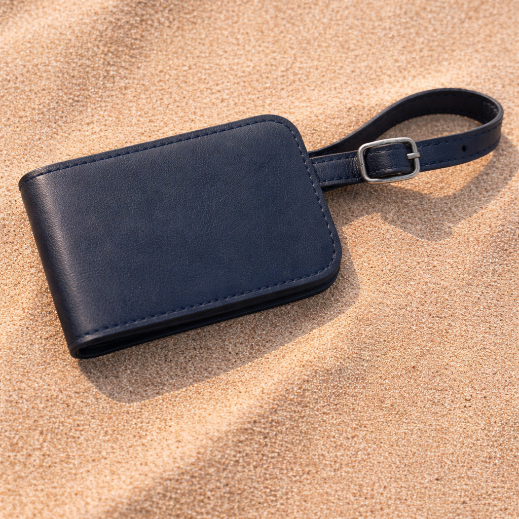 Black Voyage Leather Luggage Tag