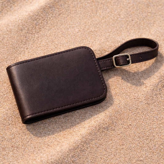 Brown Voyage Leather Luggage Tag
