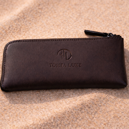 Handcrafted Genuine Leather Zipper Pouch – Brown