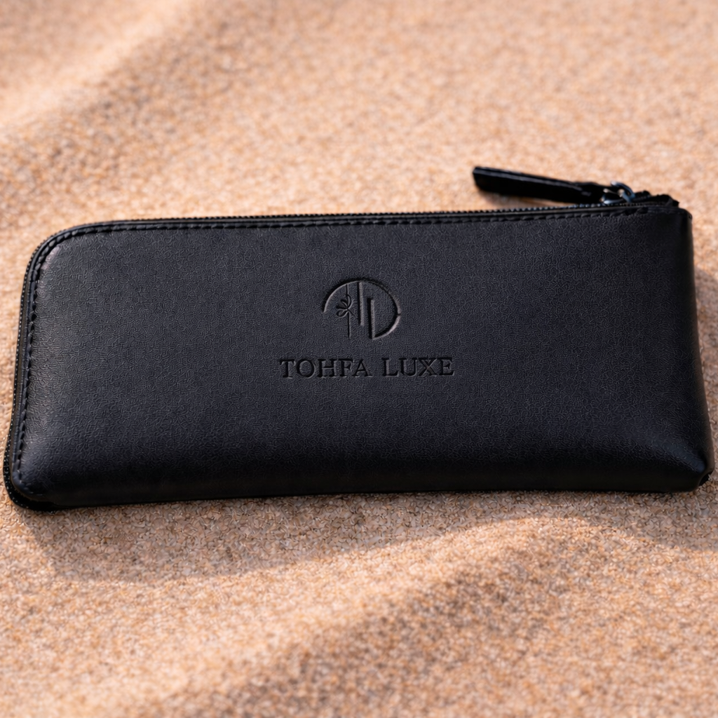 Handcrafted Genuine Leather Zipper Pouch – Black