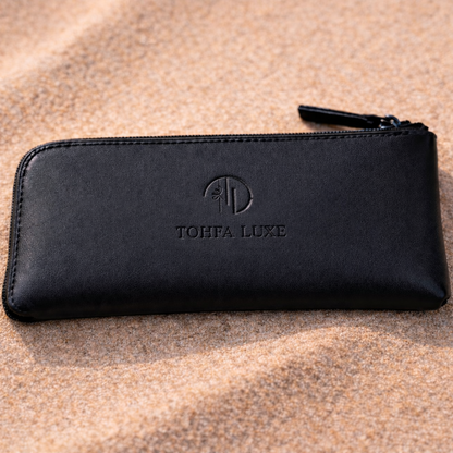 Handcrafted Genuine Leather Zipper Pouch – Black