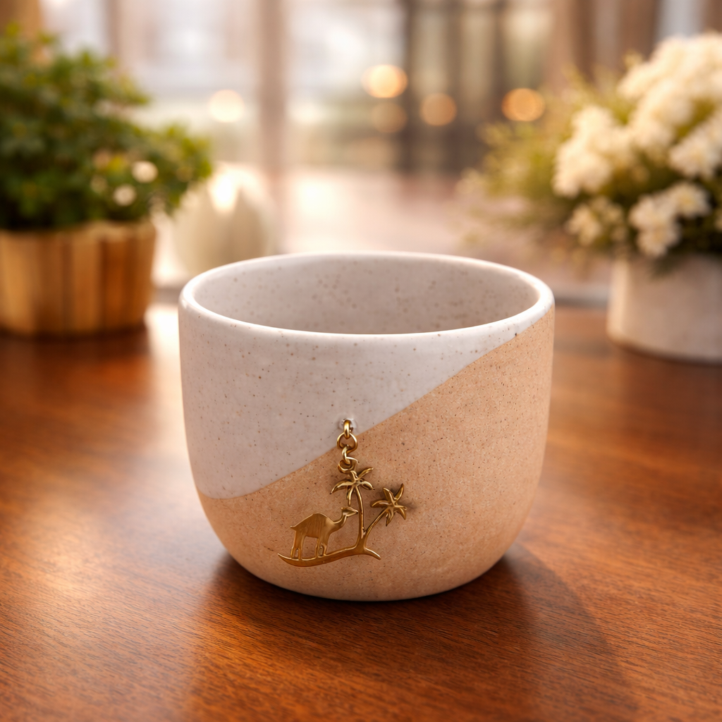 Arabian Handmade Cup – Camel & Palm Brass Charm