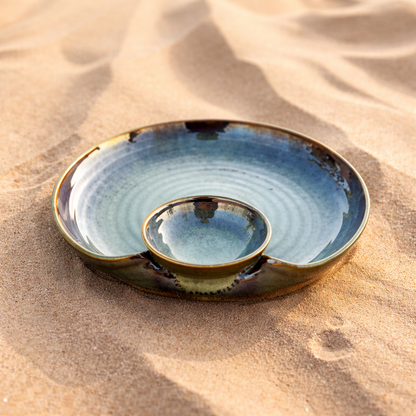Qamar Handmade Chip & Dip Platter – Big – Oilive Green