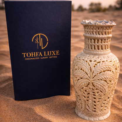 Palm Hand-Carved Marble Vase