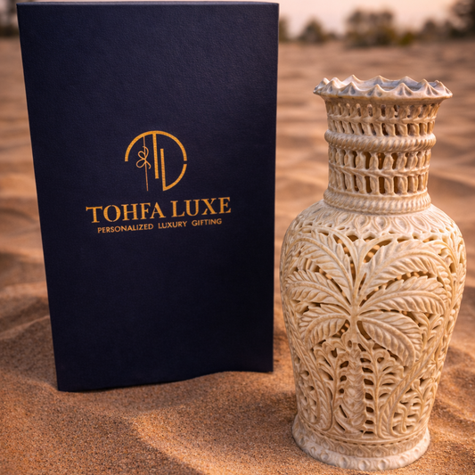 Palm Hand-Carved Marble Vase