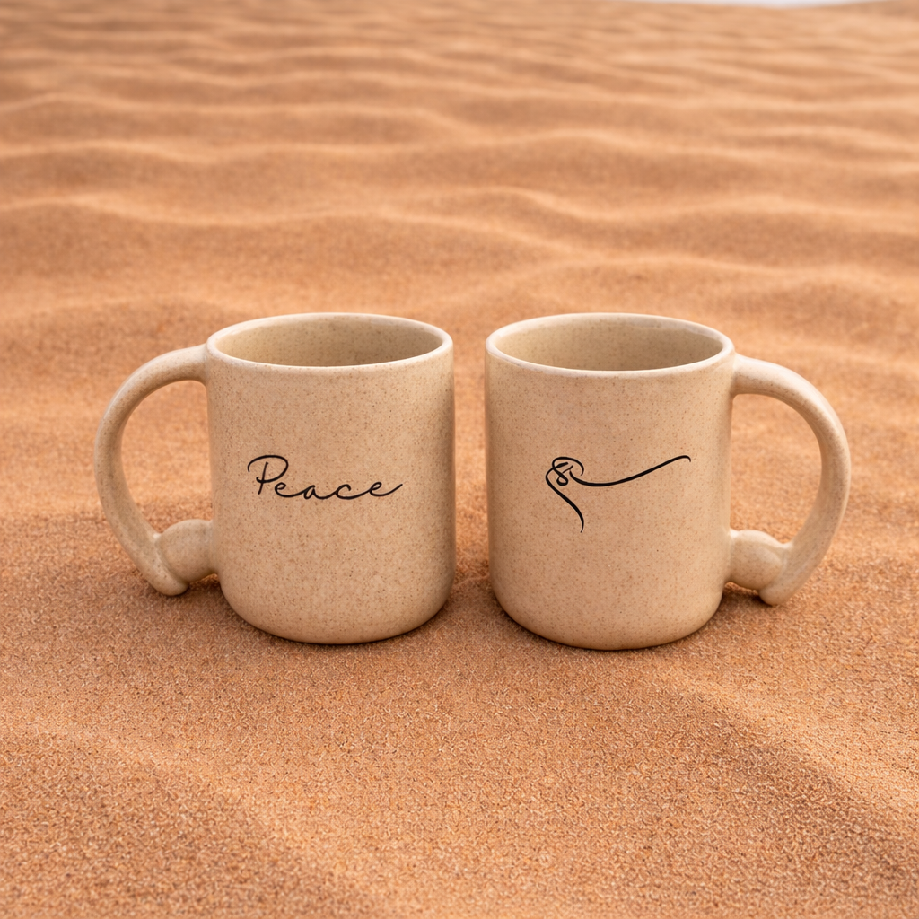 Peace Calligraphic Ball Mug – Sand color