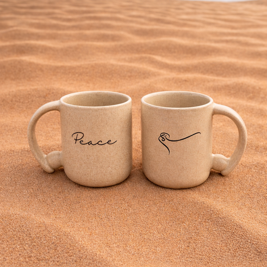 Peace Calligraphic Ball Mug – Sand color
