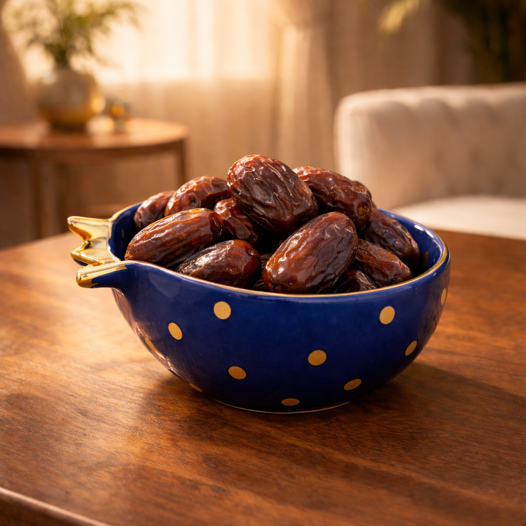 Half Pomegranate Bowl – Blue with 22K Gold Plating