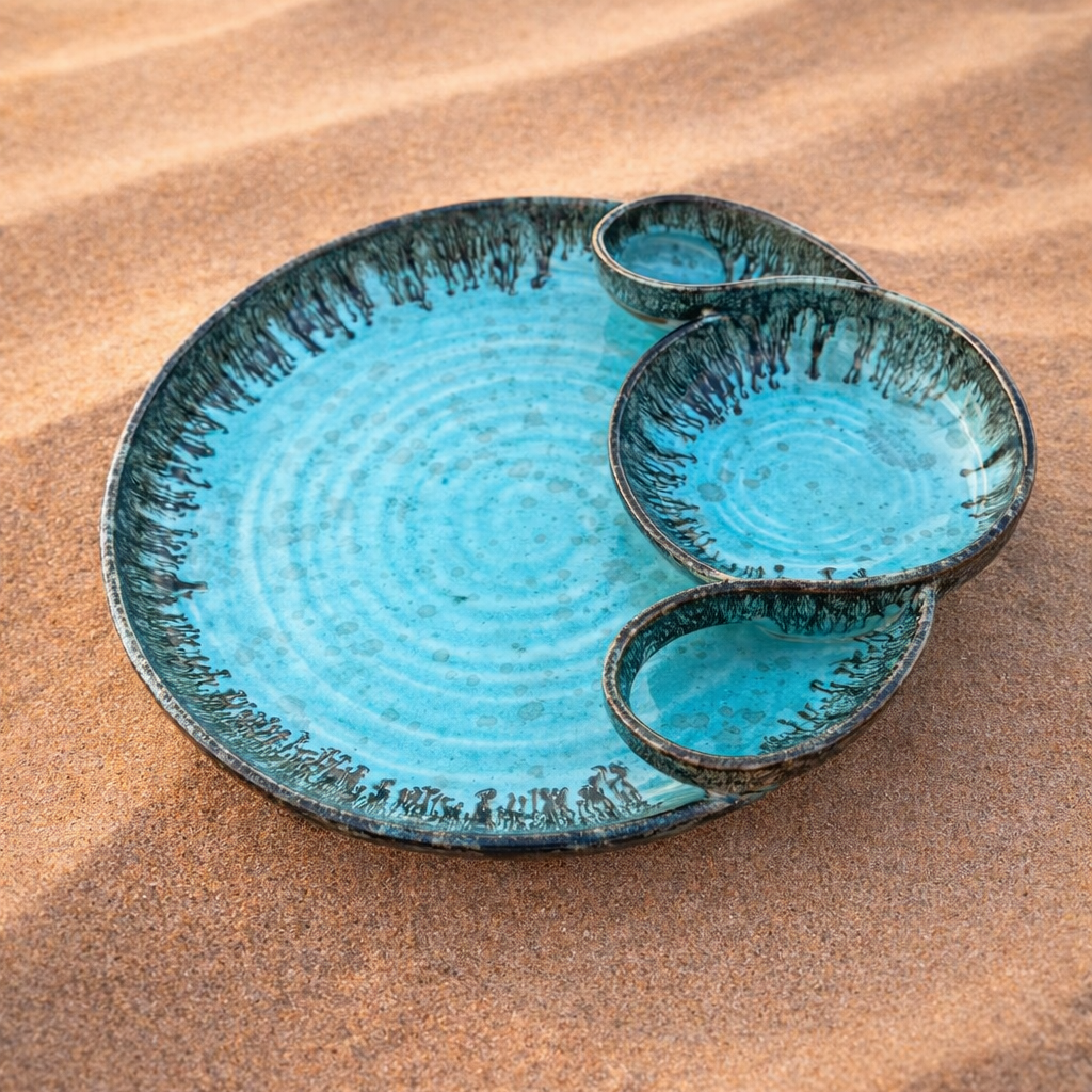 Bahira– Handcrafted Ceramic Chip & Dip Platter - Bug