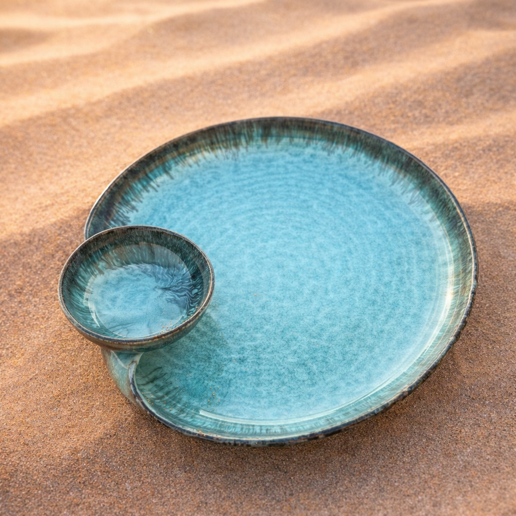 Nahla Handmade Chip & Dip Platter – Big – Light Green