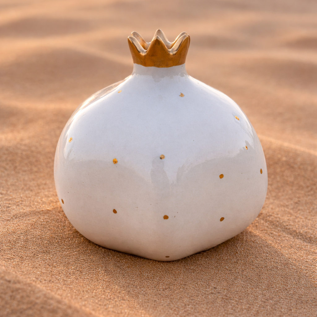 Pomegranate Ceramic Vase – Ivory