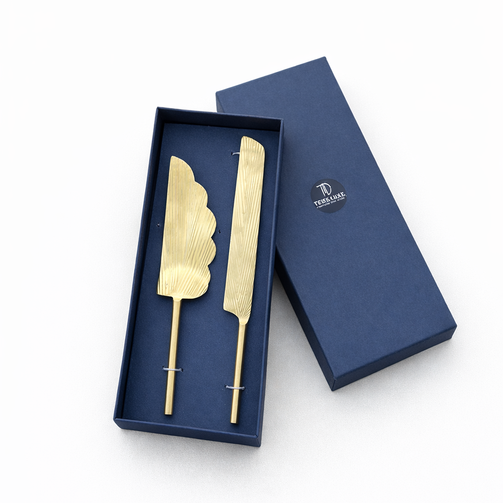 Brass Cake Knife and Server - Set of 2