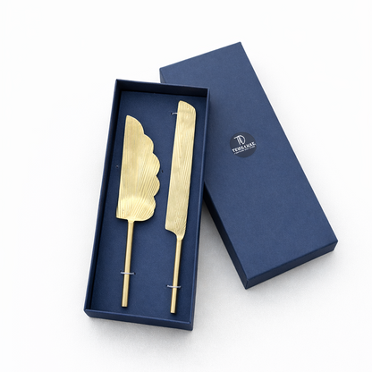 Brass Cake Knife and Server - Set of 2