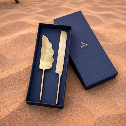 Brass Cake Knife and Server - Set of 2