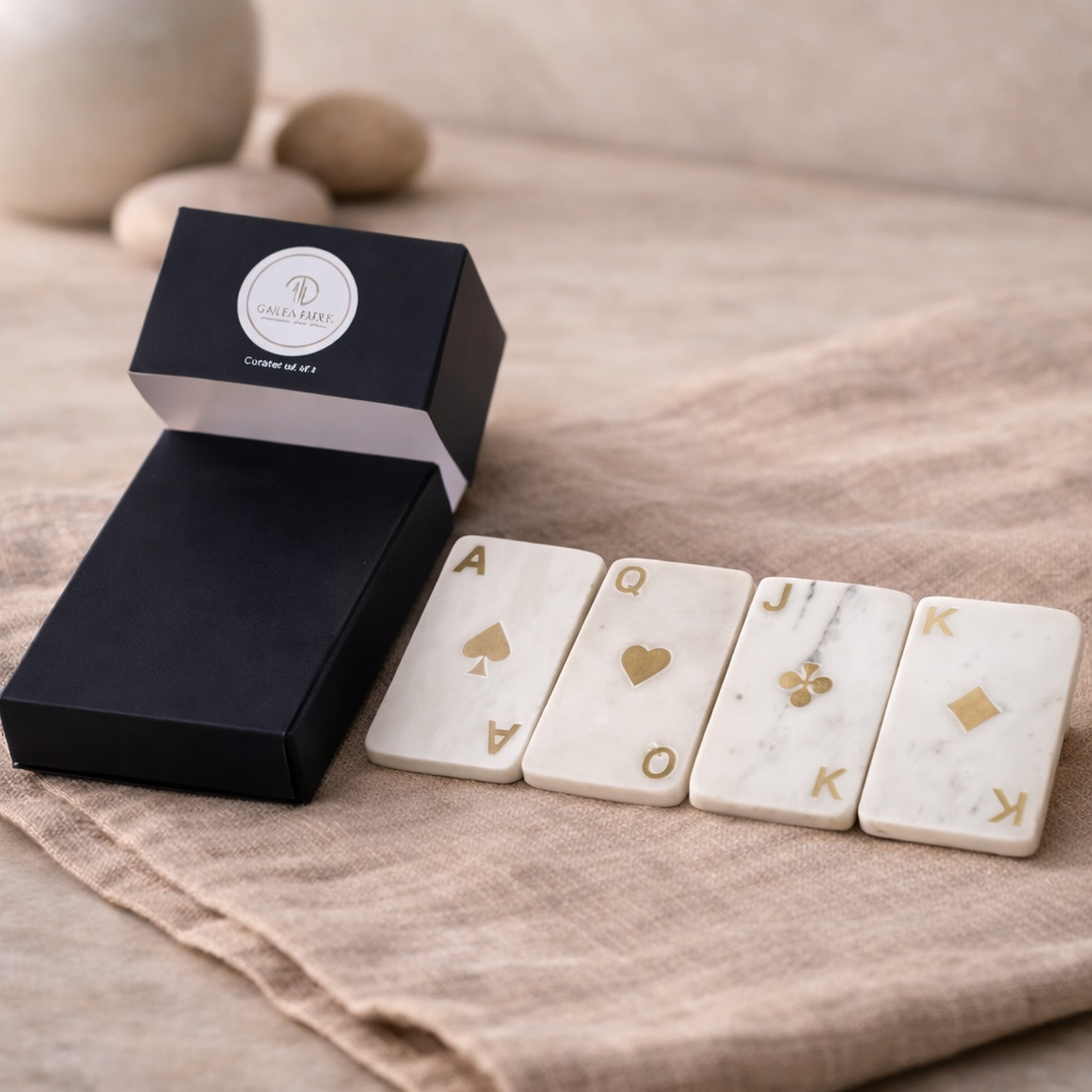 Playing Card Marble Coaster Set of 4