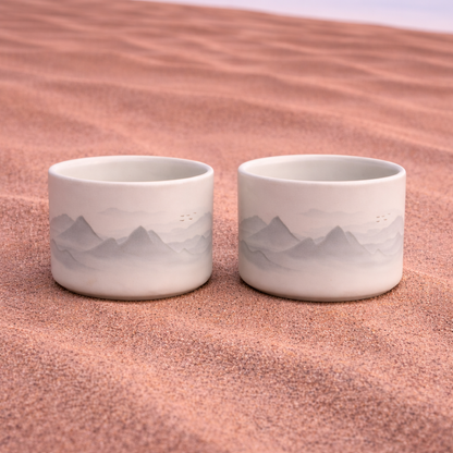 Jabal Espresso Cups – Arabic Desert Mountain Design (Set of 2)