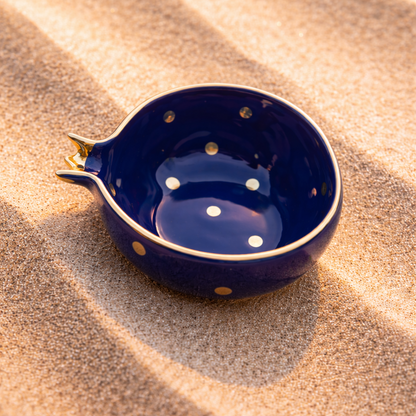 Half Pomegranate Bowl – Blue with 22K Gold Plating