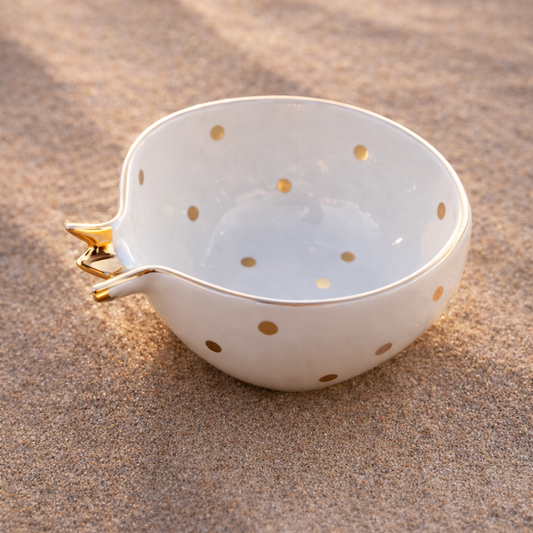 Half Pomegranate Bowl –Ivory with 22K Gold Plating