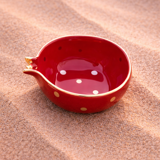 Half Pomegranate Bowl – Red with 22K Gold Plating