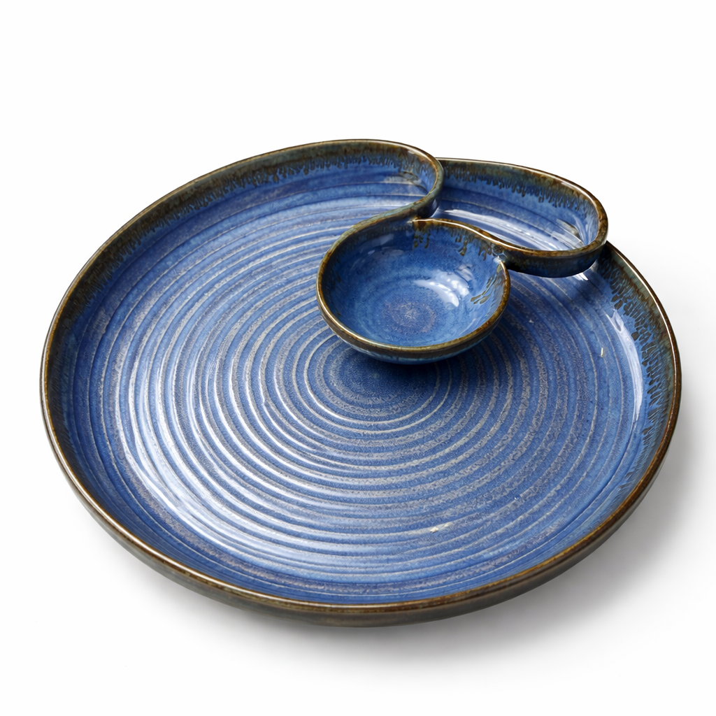 Lujain – Handcrafted Ceramic Chip & Dip Platter - Big