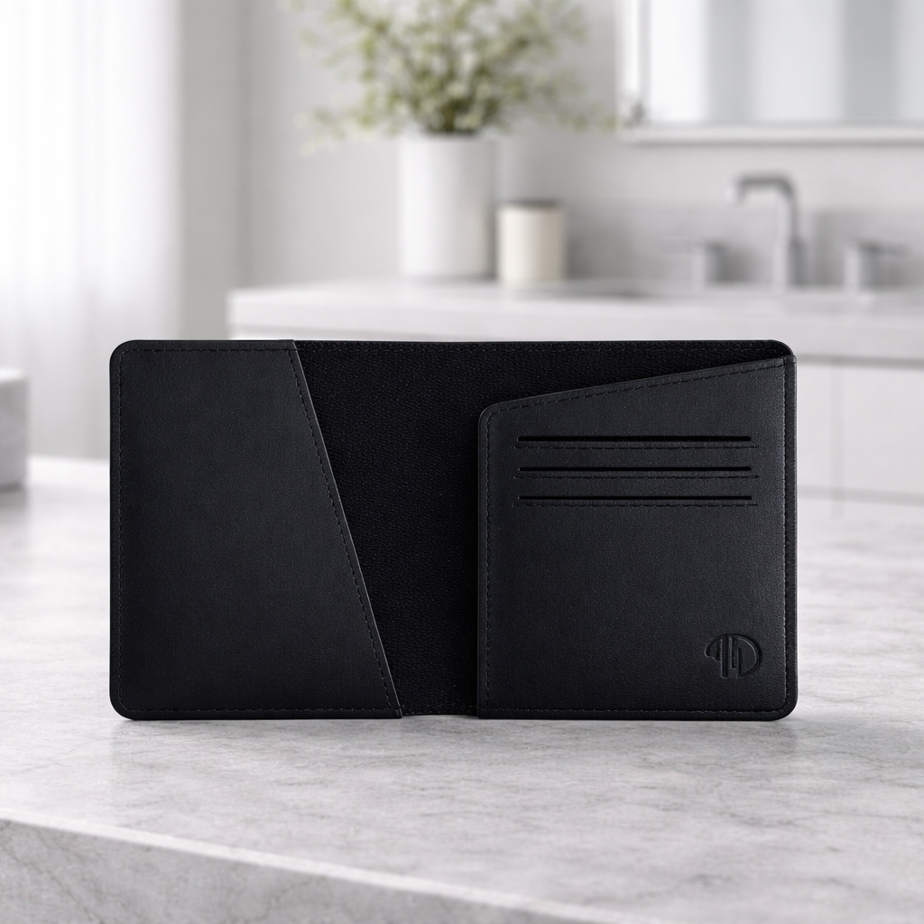 Black Voyage Leather Passport Holder