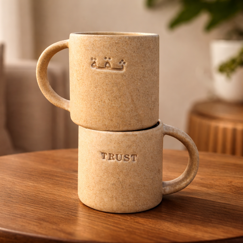 Dream and Trust Mug Gift Set of 2 - Arabic & English engraved