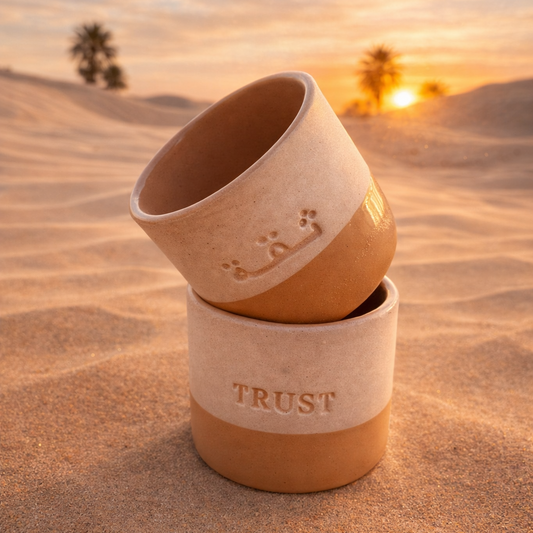 Trust Engraved Single Ceramic Cup - Sand