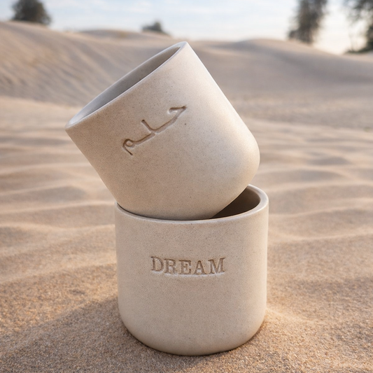 Dream Engraved Single Ceramic Cup -Large- Desert Color