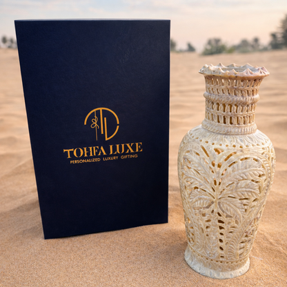 Palm Hand-Carved Marble Vase