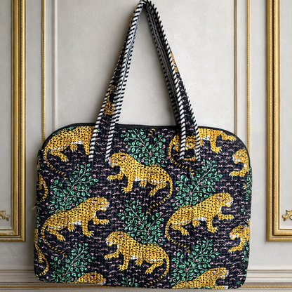 Jawhara Jungle Laptop Bag – Hand Block-Printed Cotton