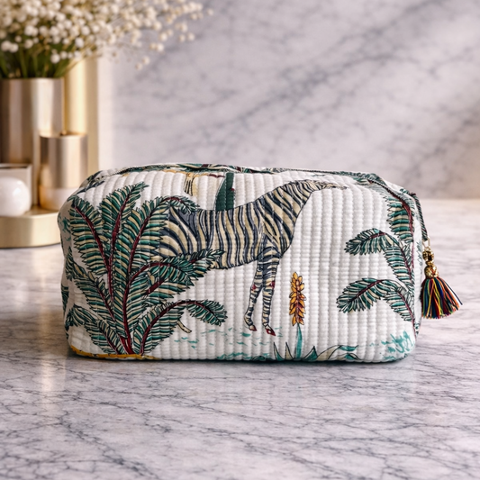 Jungle Handmade Block Printed Pouch - Large