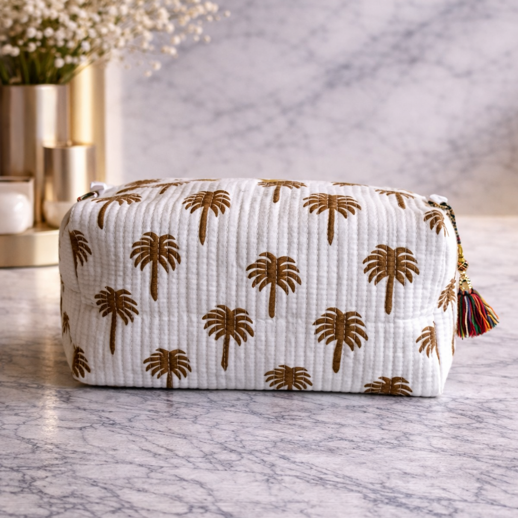 Palm Handmade Block Printed Pouch - Large