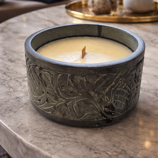 Bukhara Marble Hand Carved Soy Wax Candle