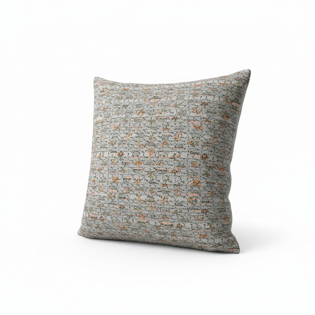 Eira Hand-Pleated Printed Silk Tussar Cushion – 45 x 45 cm