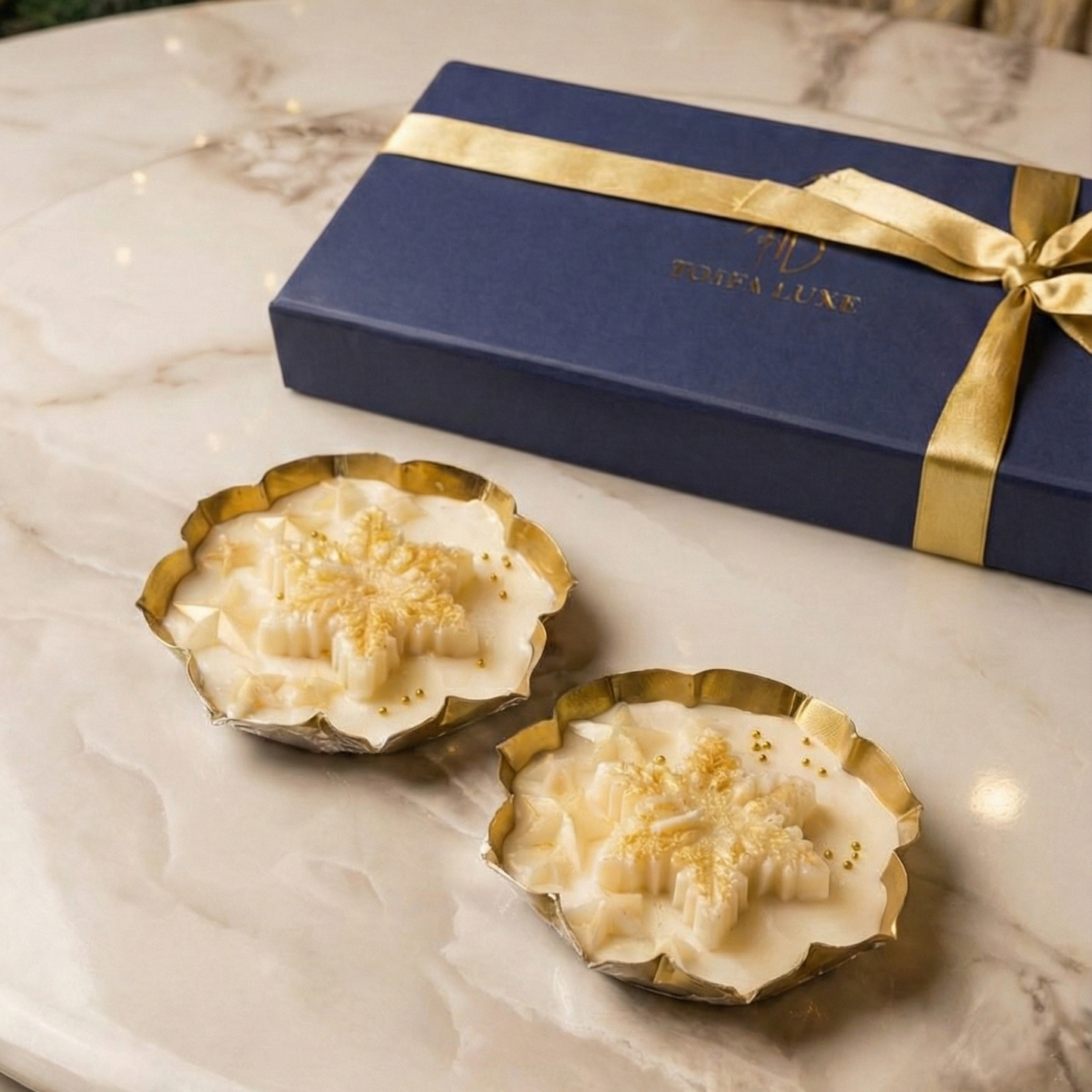 Golden Star Sculpture Candle Set of 2 in Premium Gift Box