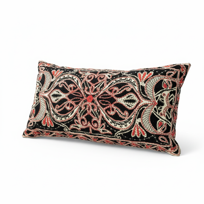 Noor Appliqué Silk Velvet Cushion – 30 x 60 cm