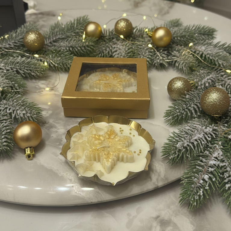 Golden Star Sculpture Candle in Gift Box