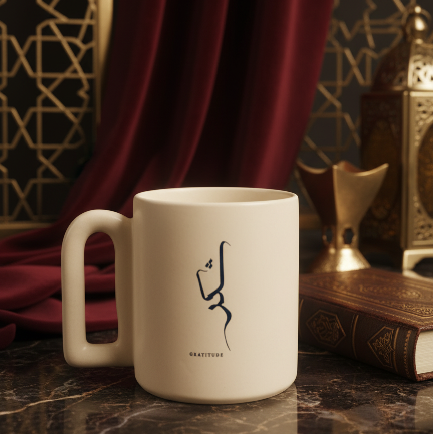 Gratitude Calligraphic Door Mug Single