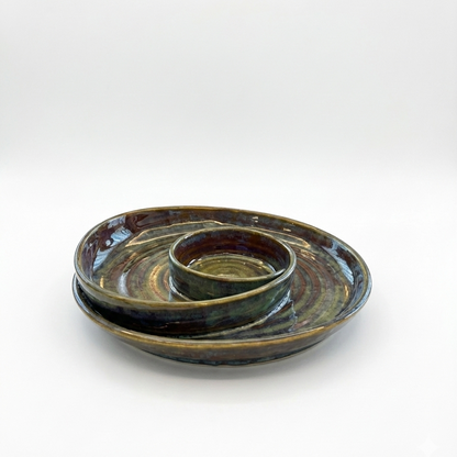 Halaqah Green Platter – Handcrafted Spiral Chip & Dip Serveware